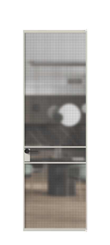 Алюминиевая дверь АЛПЛ040.02 Алюминий тёплый серый Декоративное стекло с сеткой "Mesh silver", триплекс Цена 136890  | Volhovec