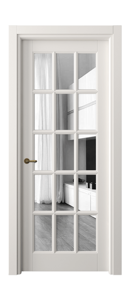 Межкомнатная дверь Тоскана Грильято 6311 Матовый пудровый белый Двустороннее зеркало, триплекс Цена 23324500 so'm | Volhovec