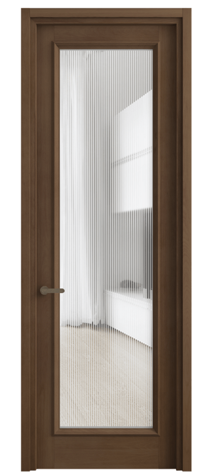 Межкомнатная дверь Шарм 6702 Бук тёмный матовый Рифлёное стекло "Дюна", триплекс Цена 122850 ₽ | Volhovec