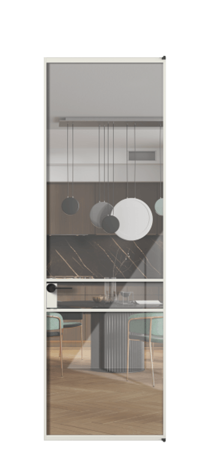 Алюминиевая дверь АЛПЛ040.02 Алюминий серый Рефлективное прозрачное стекло "Стопсол", калёное Цена 136890  | Volhovec