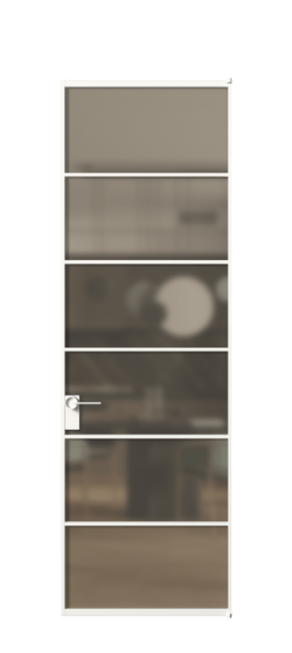 Алюминиевая дверь АЛПЛ040.04  Алюминий Белый Сатинированное бронзовое стекло, триплекс, 6 мм. Без короба бел Цена 142890 Стоимость комплекта двери включает: 
1. Полотно (600/650/700/750/800/850/900/950*2000-2400 мм).
2. Короб
3. Комплект фурнитуры (2 торцевые петли и магнитный замок с ответной планкой). Фабрика дверей Волховец 8 (800) 551 43 19  Алюминиевая дверь АЛПЛ040.04 Алюминий Белый Сатинированное бронзовое стекло, триплекс, 6 мм Цена 142890  | Volhovec