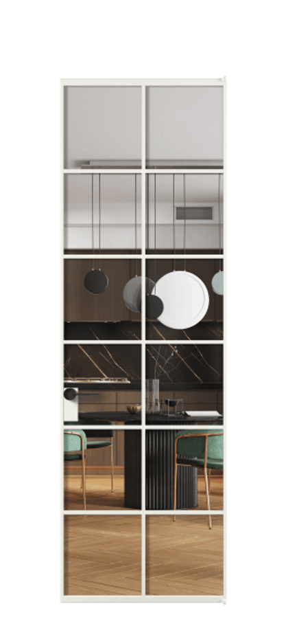 Алюминиевая дверь АЛПЛ040.05 Алюминий светло-серый Прозрачное стекло "Кристал Вижн", калёное Цена 141680  | Volhovec