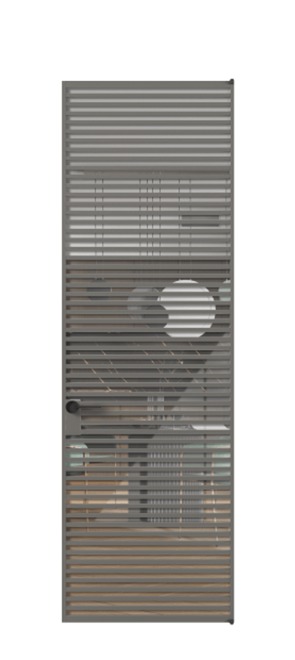 Алюминиевая дверь АЛПЛ040.07 Алюминий классический серый Рефлективное прозрачное стекло "Стопсол", калёное Цена 209880  | Volhovec