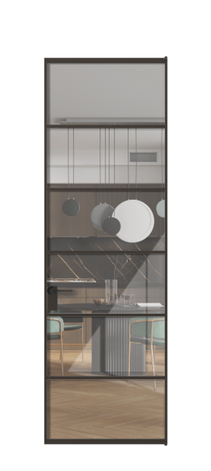 Алюминиевая дверь АЛПЛ040.04 Алюминий антрацит Рефлективное прозрачное стекло "Stopsol", калёное Цена 165340  | Volhovec