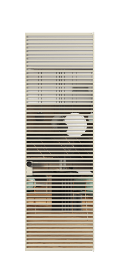 Алюминиевая дверь АЛПЛ040.07 Алюминий бежево-серый Прозрачное стекло "Кристал Вижн", калёное Цена 209880  | Volhovec