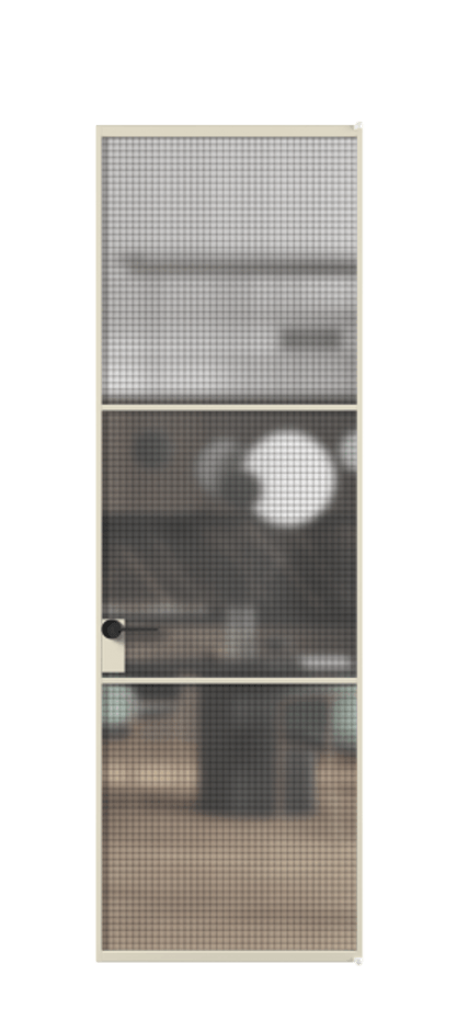 Алюминиевая дверь АЛПЛ040.03 Алюминий бежево-серый Декоративное стекло с сеткой "Mesh silver", триплекс Цена 136890  | Volhovec