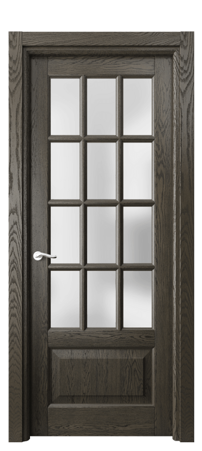 Межкомнатная дверь Lignum 0728 Дуб серый брашированный Сатинированное стекло Цена 181960 ₽ | Volhovec