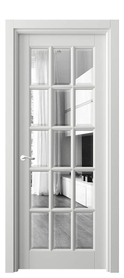 Межкомнатная дверь Лигнум 0708 Матовый светло-серый Двустороннее зеркало с фацетом, триплекс Цена 128410 ₽ | Volhovec