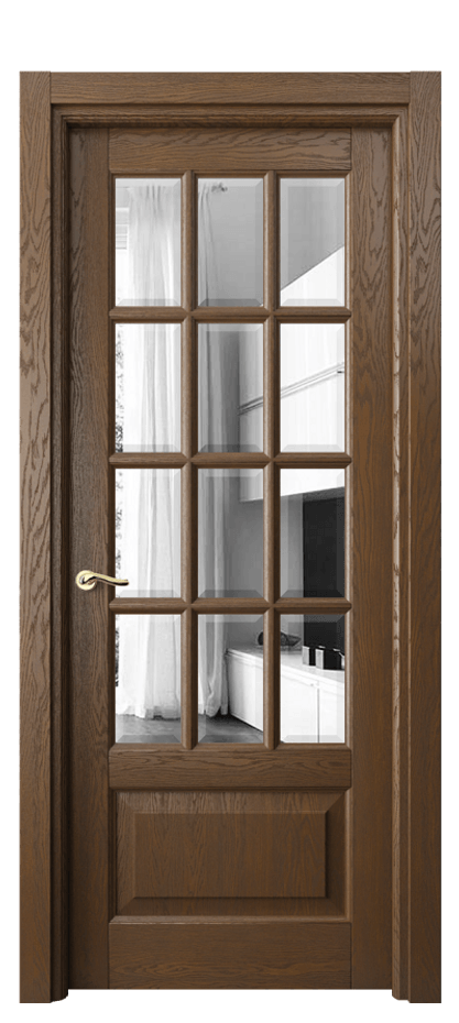 Межкомнатная дверь Лигнум 0728 Дуб королевский брашированный Двустороннее зеркало с фацетом, триплекс Цена 187950 ₽ | Volhovec