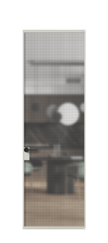 Алюминиевая дверь АЛПЛ040.01 Алюминий тёплый серый Декоративное стекло с сеткой "Mesh silver", триплекс Цена 131850  | Volhovec