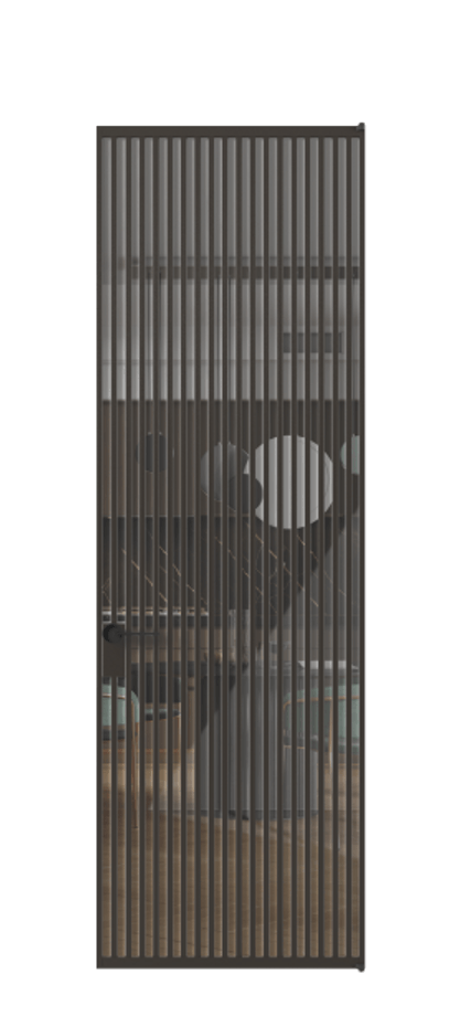 Алюминиевая дверь АЛПЛ040.06 Алюминий антрацит Рефлективное прозрачное стекло "Стопсол", калёное Цена 209880  | Volhovec