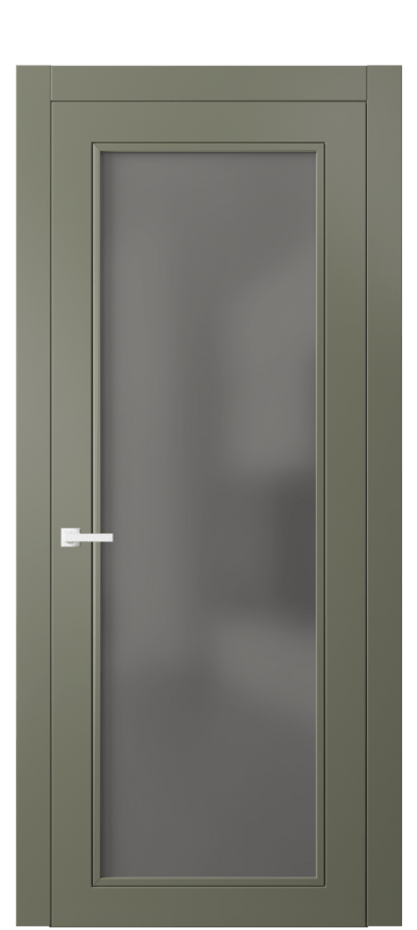 Межкомнатная дверь Neo Classic 8000 Матовый оливковый тёмный Сатинированное серое стекло, триплекс Цена 78430 ₽ | Volhovec