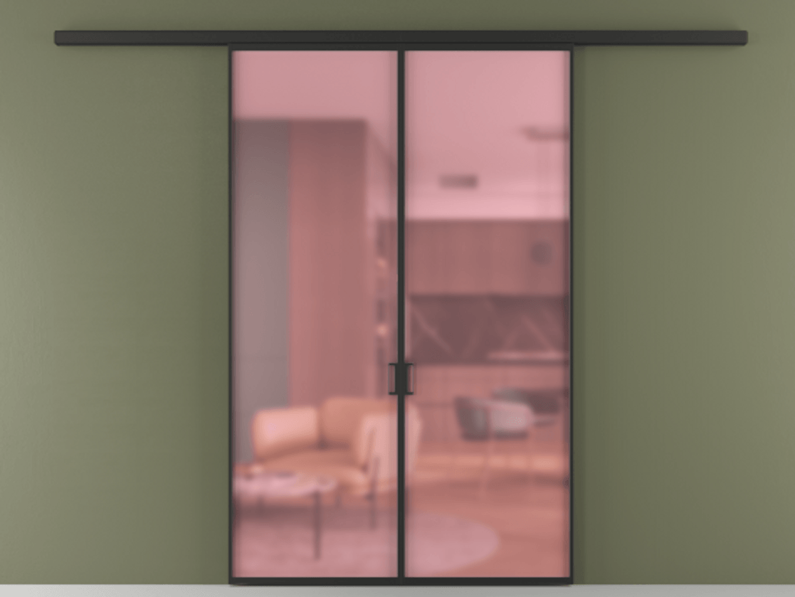 Перегородка Formato вдоль стены 2 створки АЛПР 040.01 Алюминий Черный Сатинированное розовое стекло, триплекс Цена 196120 ₽ | Volhovec