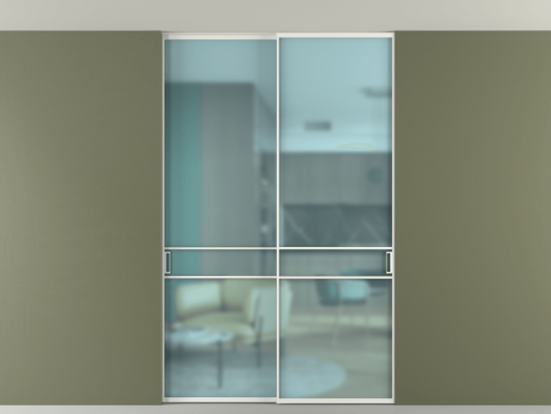 Перегородка Формато внутри проёма скрытое крепление в потолок 2 створки АЛПР 040.02 Алюминий светло-серый Сатинированное голубое стекло, триплекс. Цена 269300 ₽ 1. Полотно 2 шт. (800/2100 мм)
2. Комплект установки раздвижной системы
3. Базовый комплект фурнитуры
4. Ручка Рондо. Фабрика дверей Волховец 8 (800) 551 43 19 Перегородка Формато внутри проёма скрытое крепление в потолок 2 створки АЛПР 040.02 Алюминий светло-серый Сатинированное голубое стекло, триплекс Цена 269300 ₽ | Volhovec