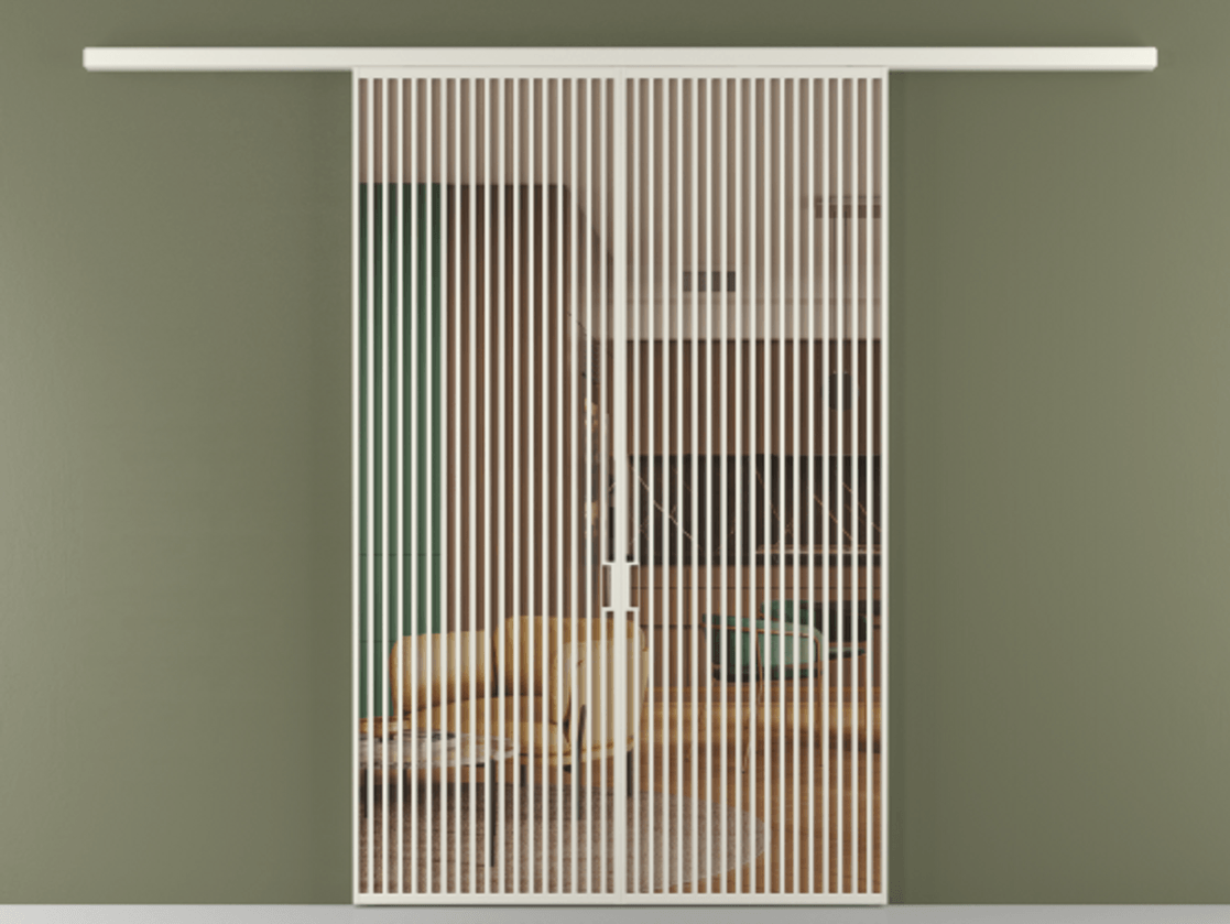 Перегородка Формато вдоль стены 2 створки АЛПР 040.06 Алюминий Белый Прозрачное оранжевое стекло, триплекс Цена 361600 ₽ | Volhovec