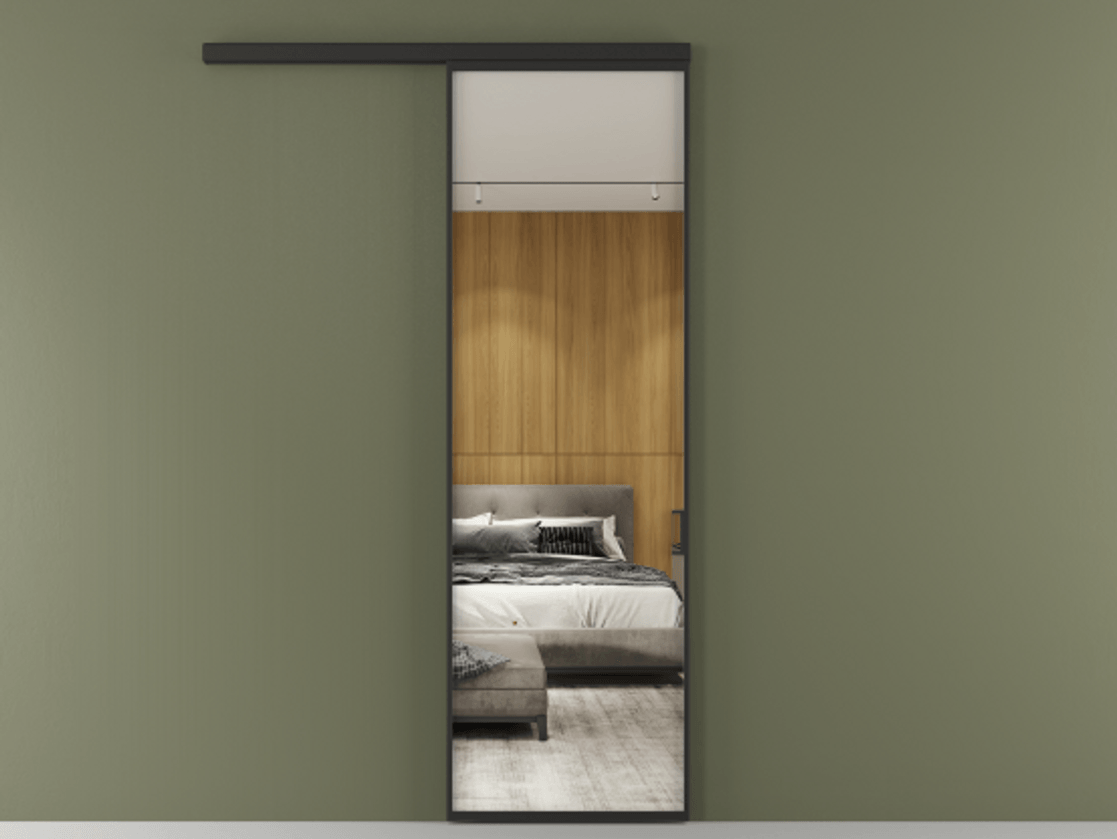 Перегородка Formato вдоль стены 1 створка АЛПР 040.01 Алюминий Черный Двустороннее зеркало, триплекс , триплекс 6 мм Цена 102630 ₽  | Volhovec