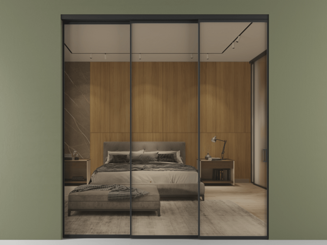 Перегородка Formato внутри проёма телескопик синхро 2 АЛПР 040.01 Алюминий Черный Рефлективное бронзовое стекло "Stopsol", калёное, 6 мм. Скрытый короб ЧЕР Цена 377480 ₽ 1. Полотно 3 шт.  (800/2100 мм)
2. Комплект установки раздвижной системы
3. Базовый комплект фурнитуры
4. Комплект фурнитуры телескопик синхро-2
5.Ручка RONDO
. Фабрика дверей Волховец 8 (800) 551 43 19  Перегородка Formato внутри проёма телескопик синхро 2 АЛПР 040.01 Алюминий Черный Рефлективное бронзовое стекло "Stopsol", калёное, 6 мм Цена 377480 ₽  | Volhovec