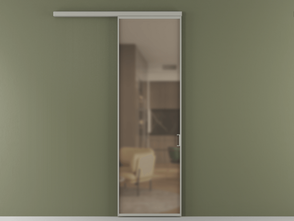 Перегородка Formato вдоль стены 1 створка АЛПР 040.01 Алюминий нейтральный серый Сатинированное бронзовое стекло, триплекс Цена 106850 ₽  | Volhovec