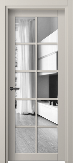 Дверь межкомнатная 2106 ПЭСС Двустороннее зеркало. Цвет ПЭТ светло-серый. Материал ПЭТ. Коллекция Нео. Картинка.