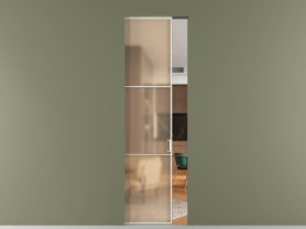 Алюминевая перегородка АЛПР 040.03 ММБ САТ ОРАНЖ. Цвет Алюминий молочно-белый. Материал Алюминий в эмали. Коллекция Перегородка Formato скрытый пенал 1 створка. Картинка.