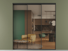 Перегородка Formato внутри проёма 3 створки с синхронным механизмом