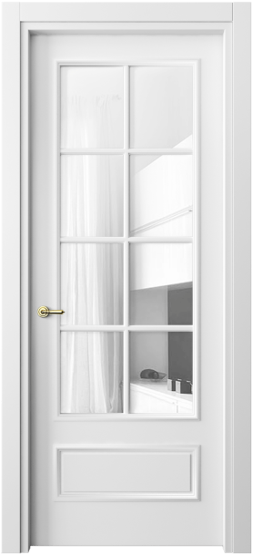 Дверь межкомнатная 8112 МБЛ Прозрачное стекло. Цвет Матовый белоснежный. Материал Гладкая эмаль. Коллекция Париж. Картинка.